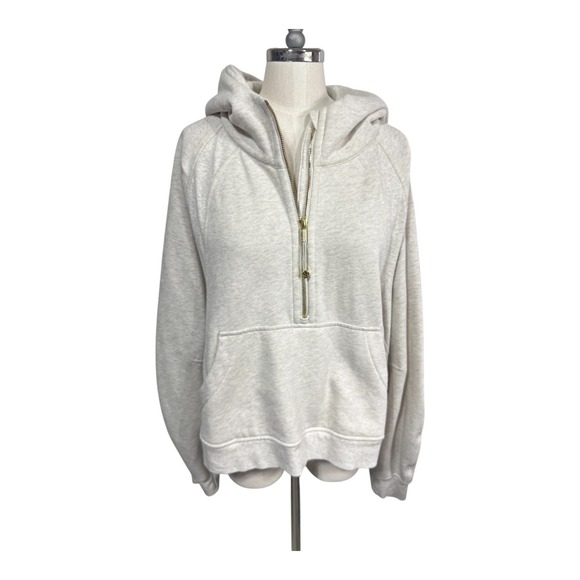 Lululemon Scuba Half Zip Hoodie Athletic Light Tan Gold Logo XL XXL Relaxed Fit - Picture 1 of 8